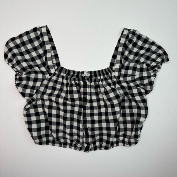 Madewell Buffalo Plaid Cropped Button Front Top - Picture 1 of 6